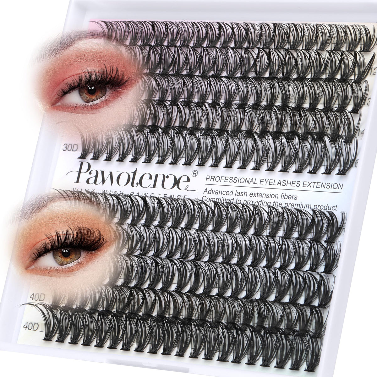 Pawotence Lash Clusters 200pcs pack front view