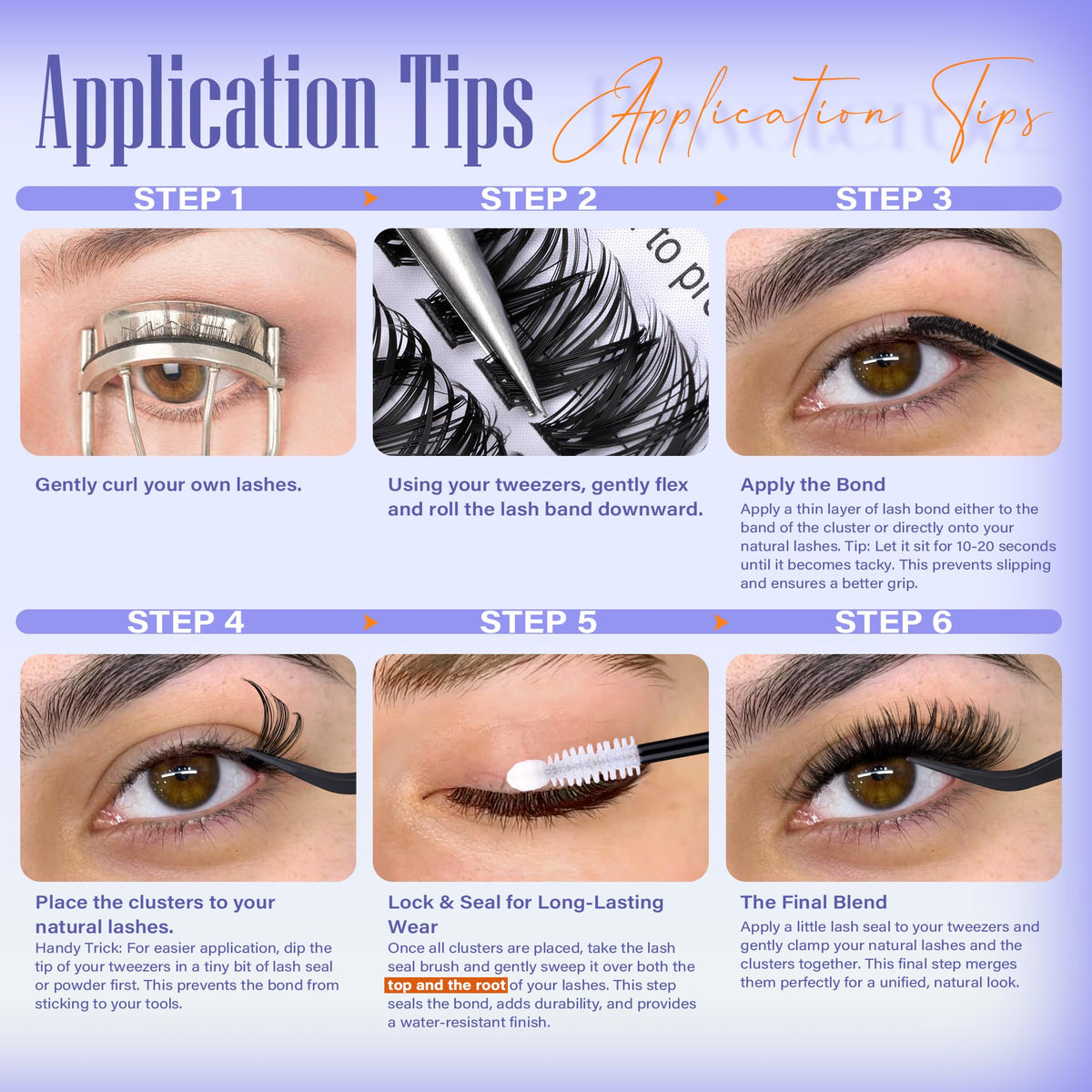 Pawotence Lash Clusters 200pcs with lash seal brush