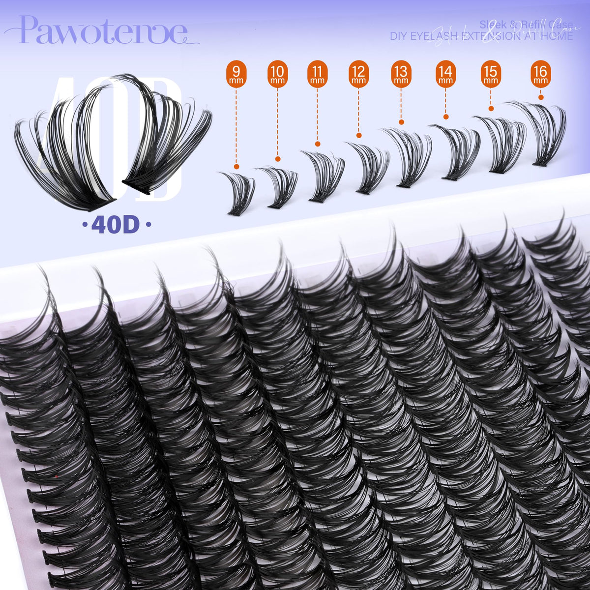 Pawotence Lash Clusters displayed with tweezers and lash bond