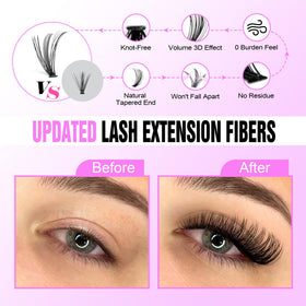 Pawotence lash clusters in various lengths displayed