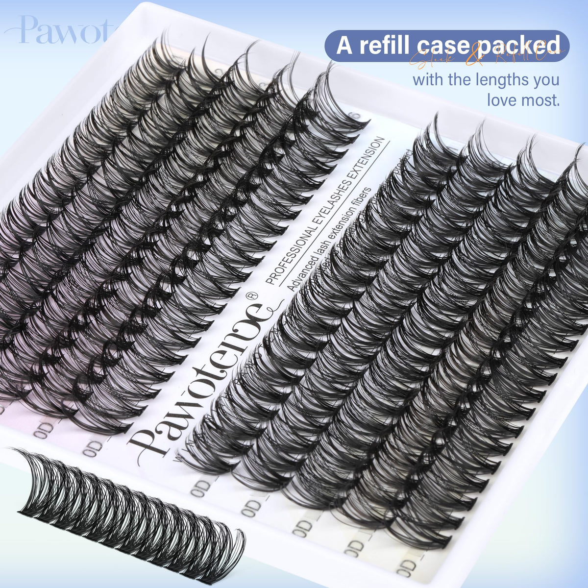 Pawotence Lash Clusters in various lengths displayed