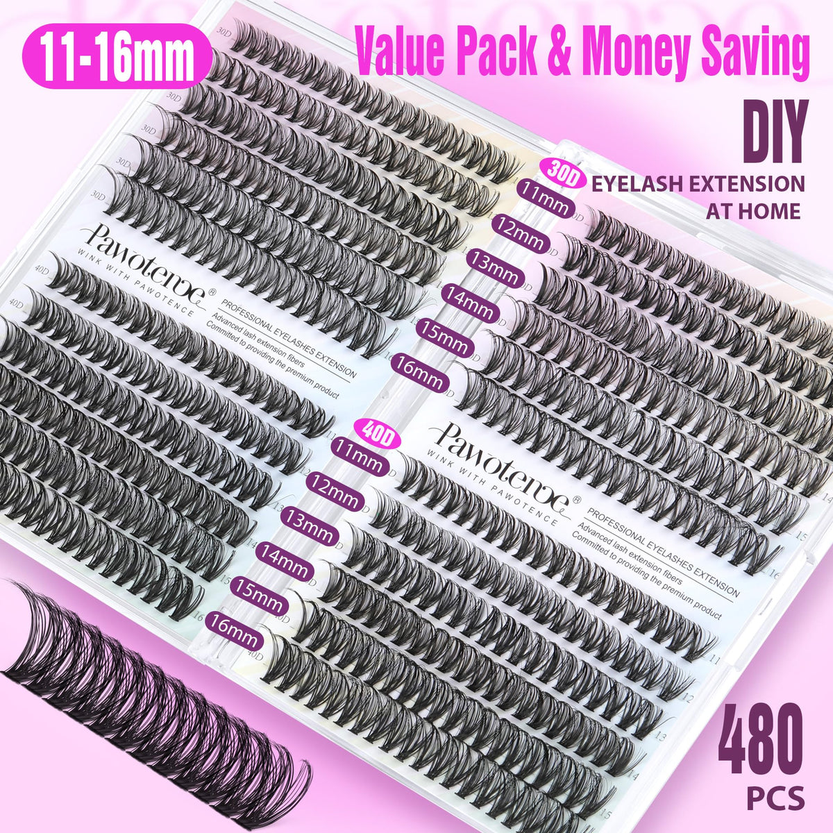 Pawotence Lash Clusters individual lashes close-up