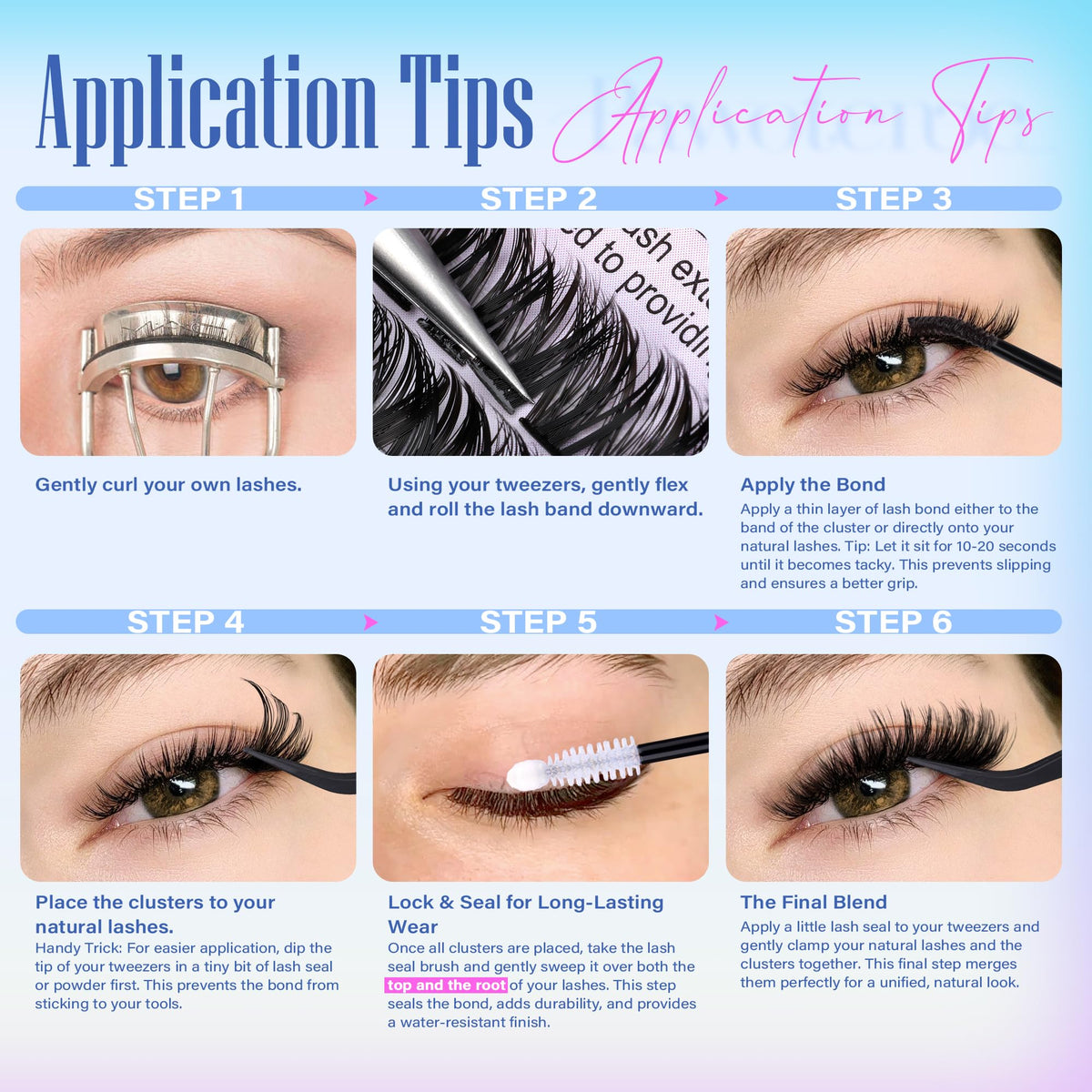 Pawotence Lash Clusters on a model's eyes for a natural look