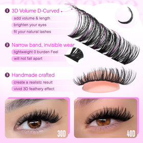 Pawotence Lash Clusters variety of lengths displayed