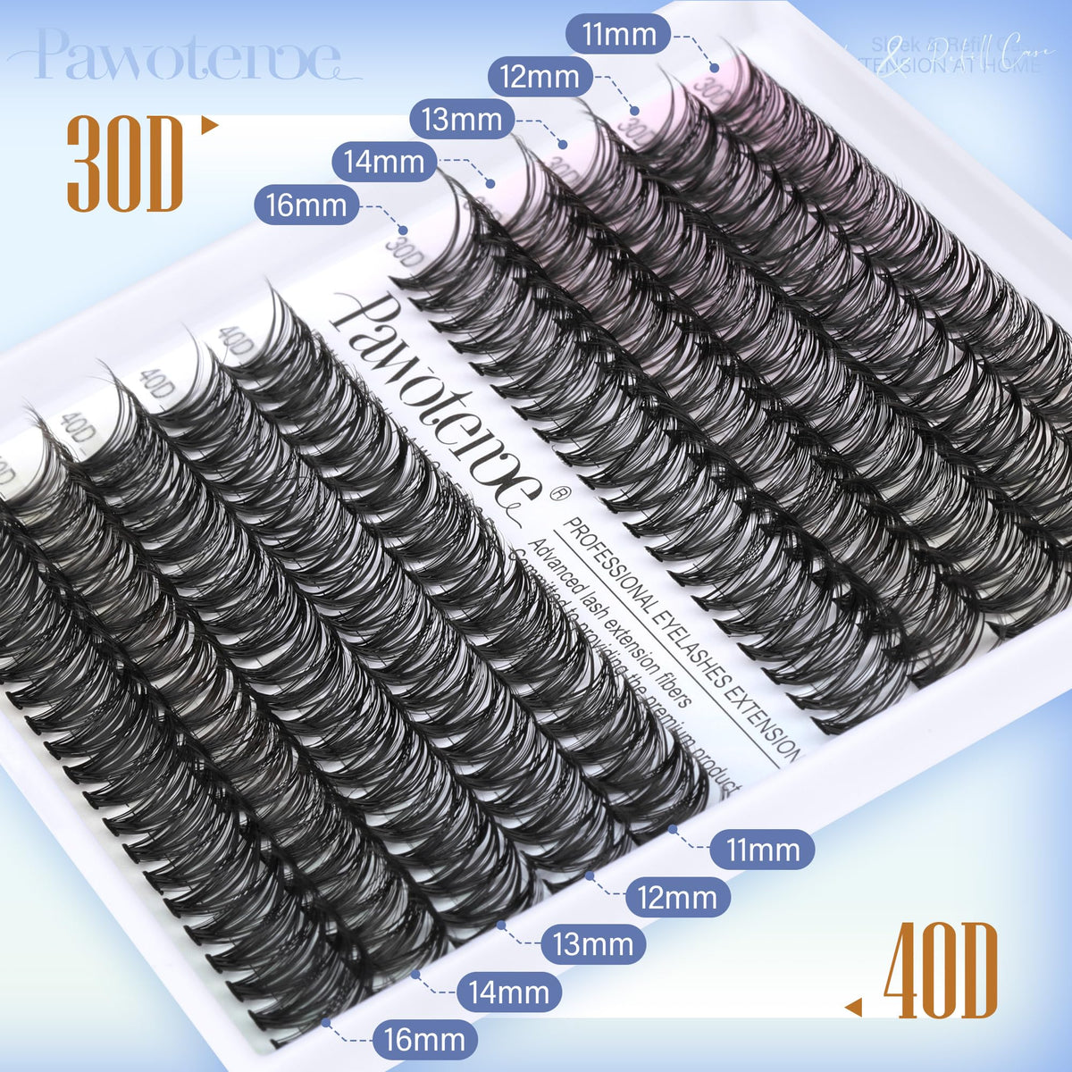 Pawotence Lash Clusters with lash bond and seal brush