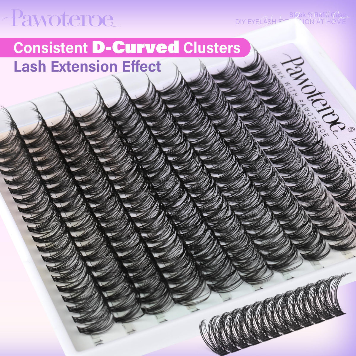 Pawotence Lash Clusters with lash bond and seal brush