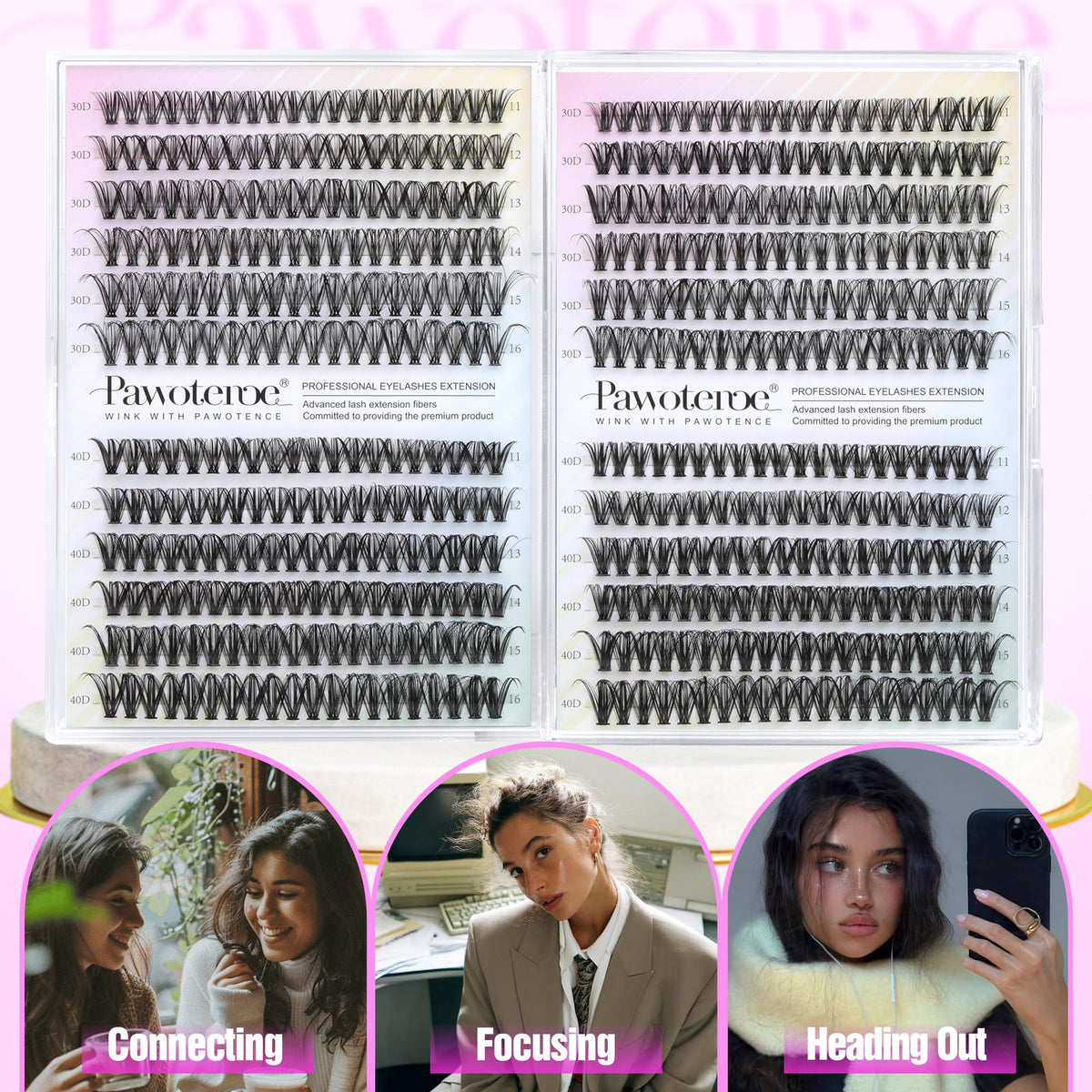 Pawotence Lash Clusters with lash seal brush