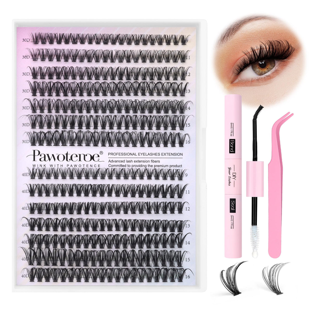 Pawotence Lash Extension Kit 280pcs with lash bond and seal