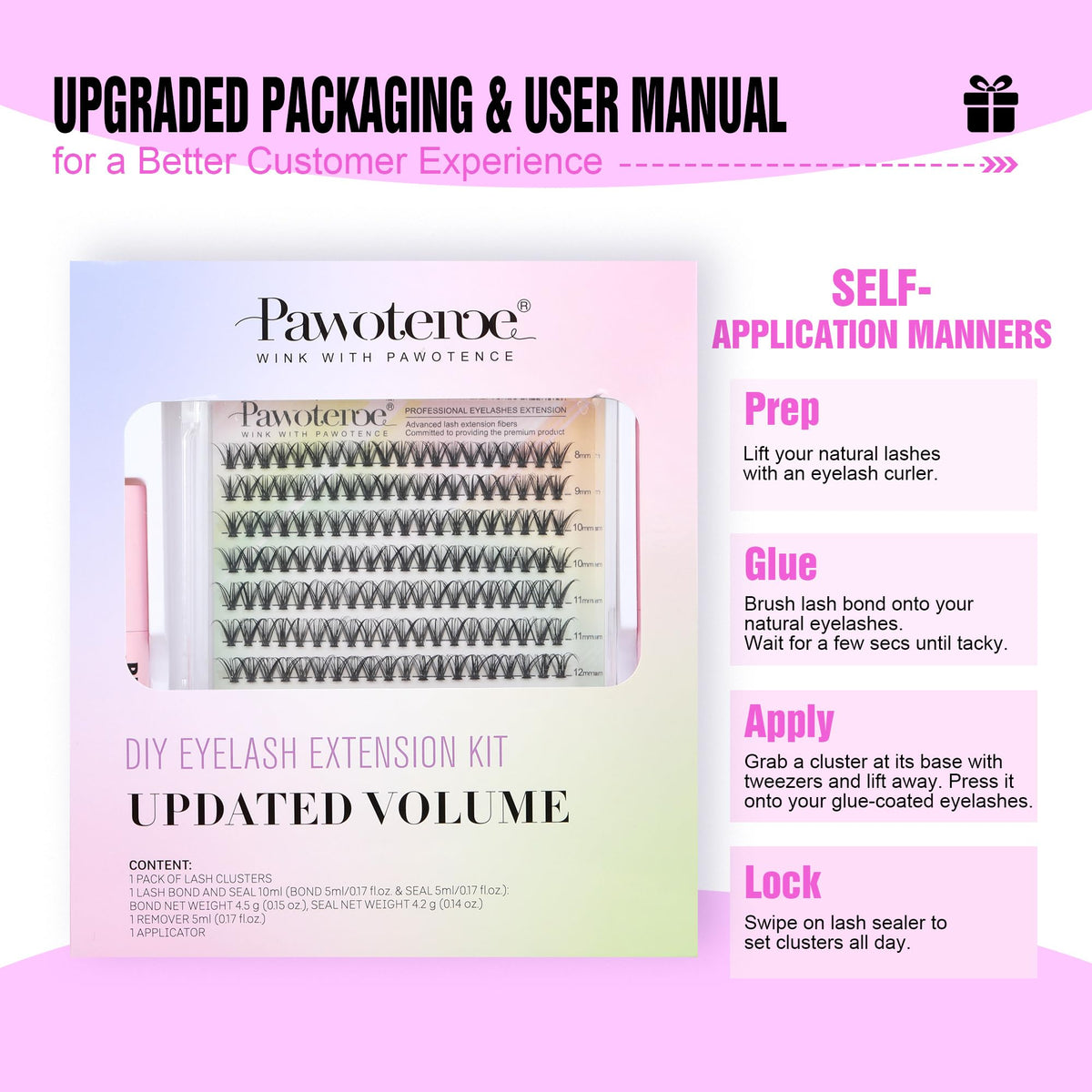 Pawotence lash extension kit components laid out