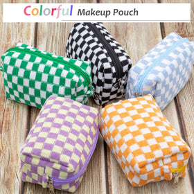 PAZIMIIK Checkered Makeup Bag 6 pack displayed together