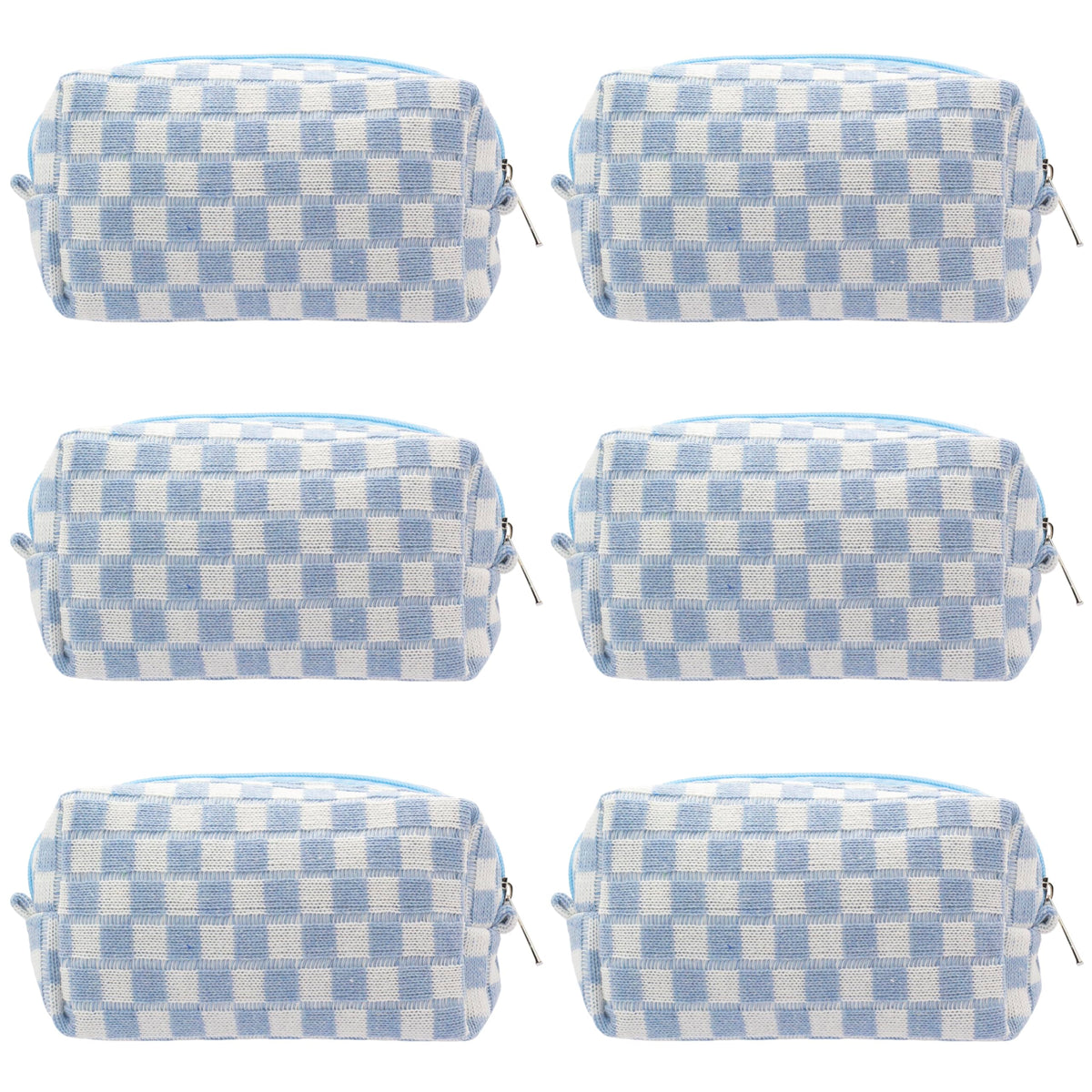 PAZIMIIK Checkered Makeup Bag front view in blue