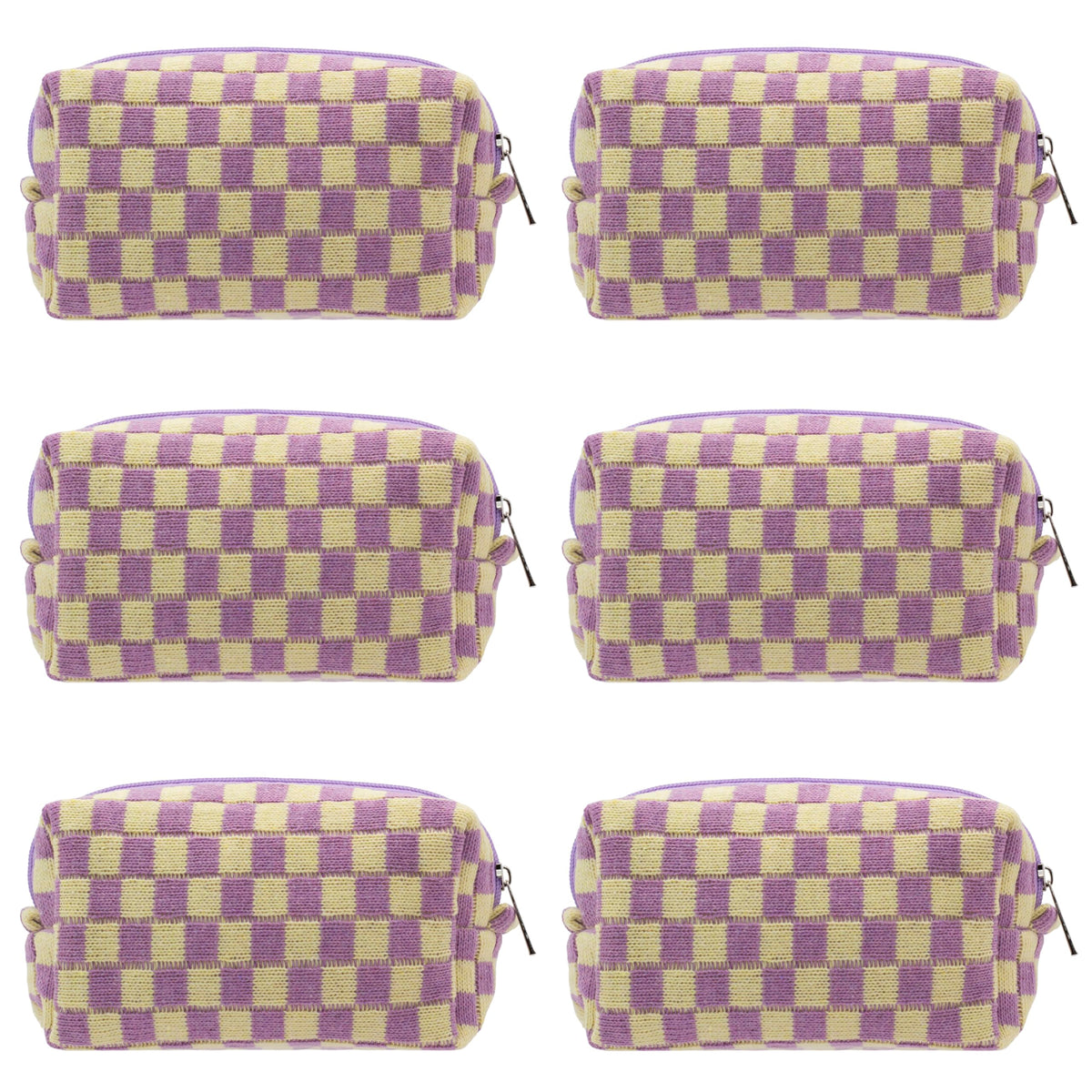 PAZIMIIK Checkered Makeup Bag front view in purple