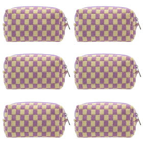 PAZIMIIK Checkered Makeup Bag front view in purple