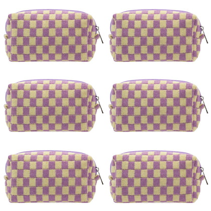 PAZIMIIK Checkered Makeup Bag front view in purple