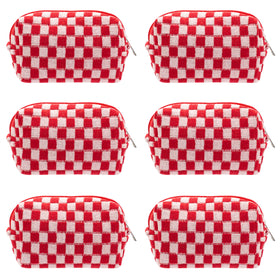 PAZIMIIK Checkered Makeup Bag front view in red