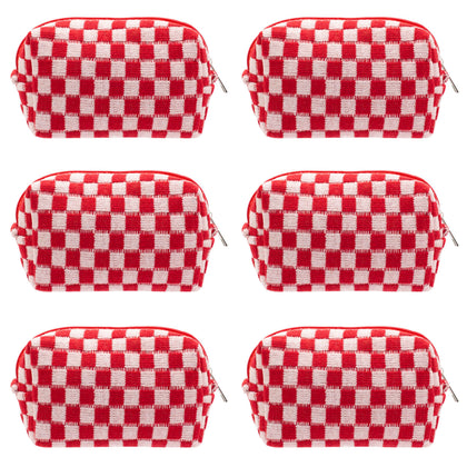 PAZIMIIK Checkered Makeup Bag front view in red