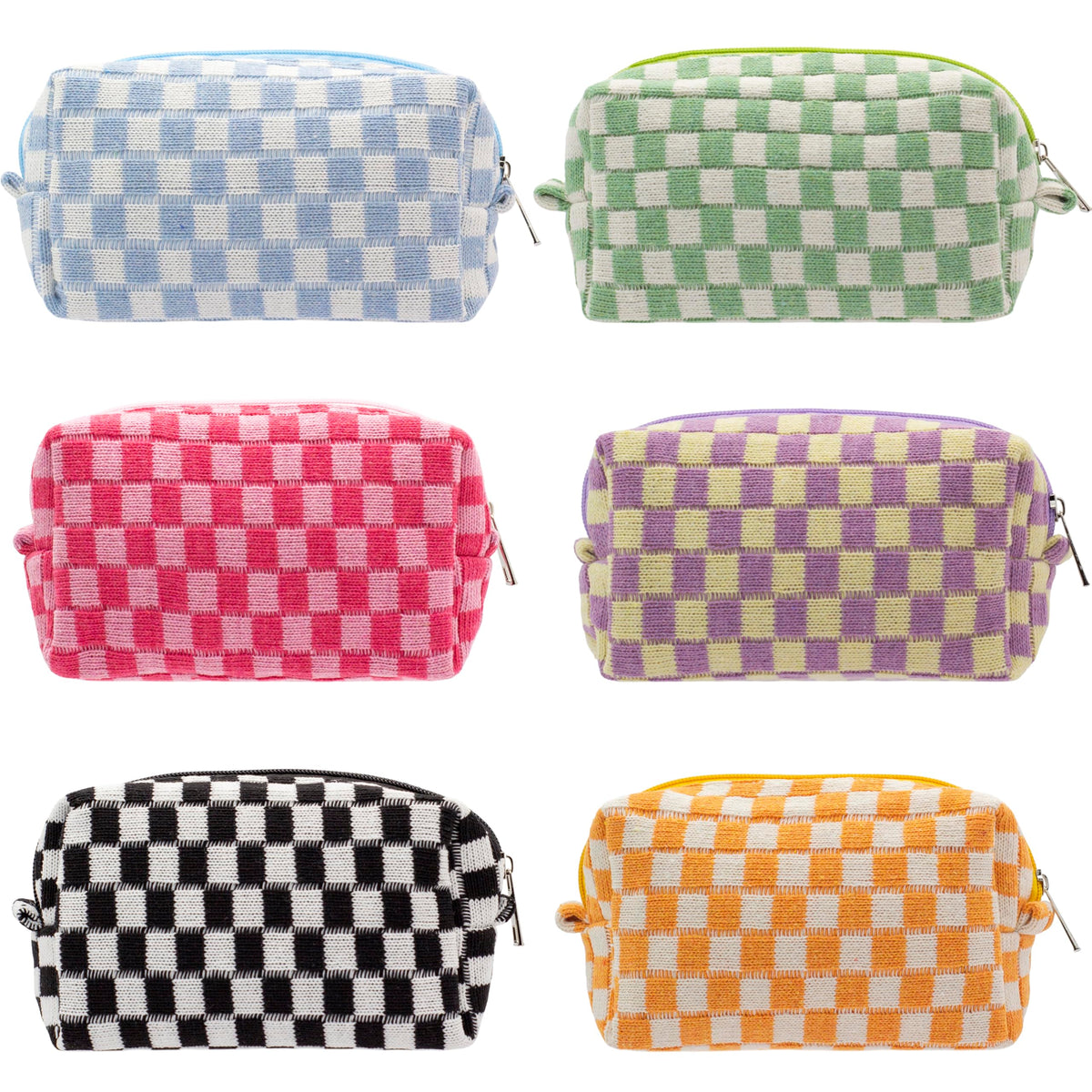 PAZIMIIK Checkered Makeup Bag front view in vibrant colours