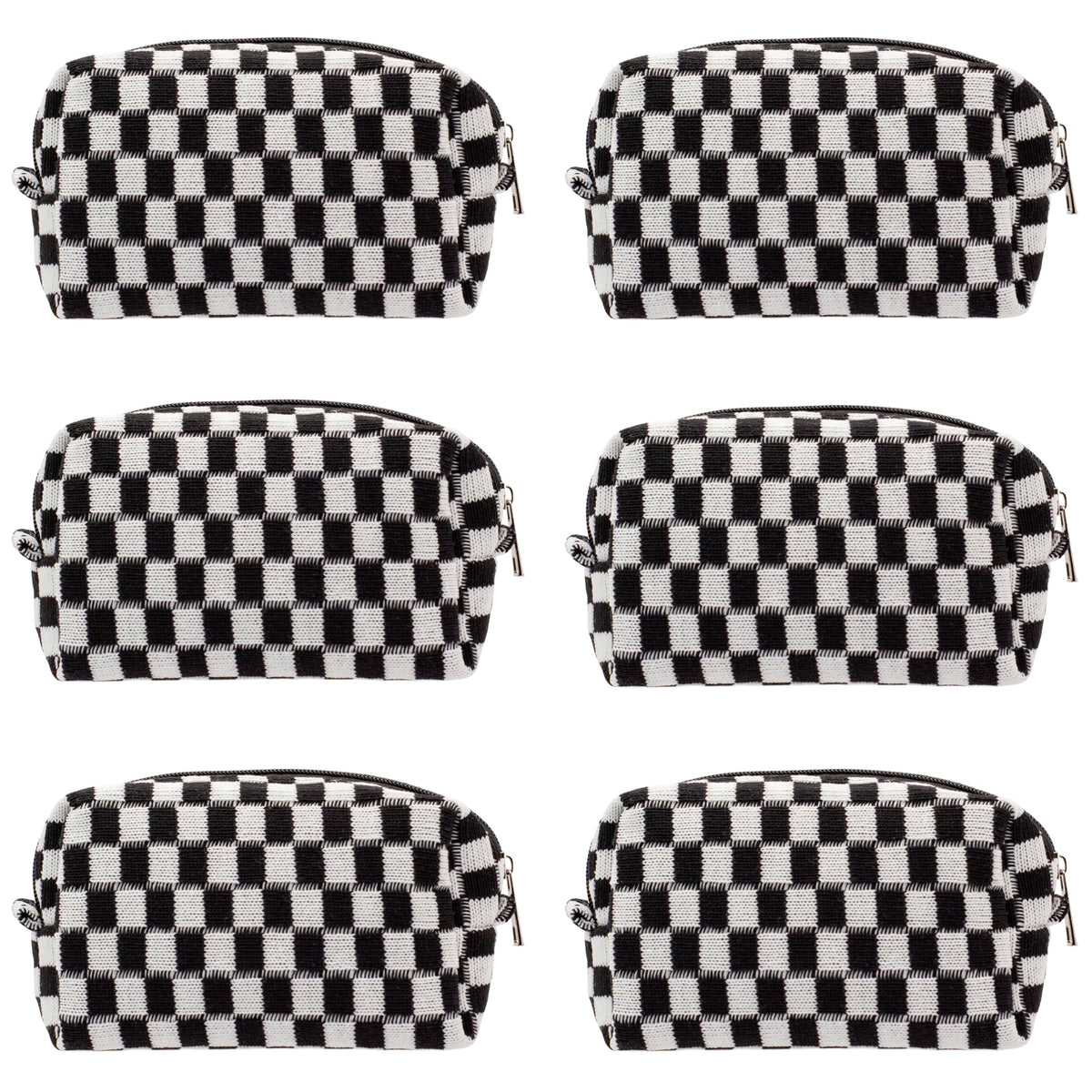 PAZIMIIK Checkered Makeup Bag front view with zipper