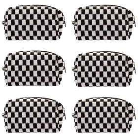 PAZIMIIK Checkered Makeup Bag front view with zipper