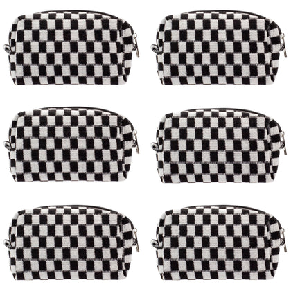 PAZIMIIK Checkered Makeup Bag front view with zipper