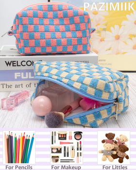 PAZIMIIK Checkered Makeup Bag in a purse
