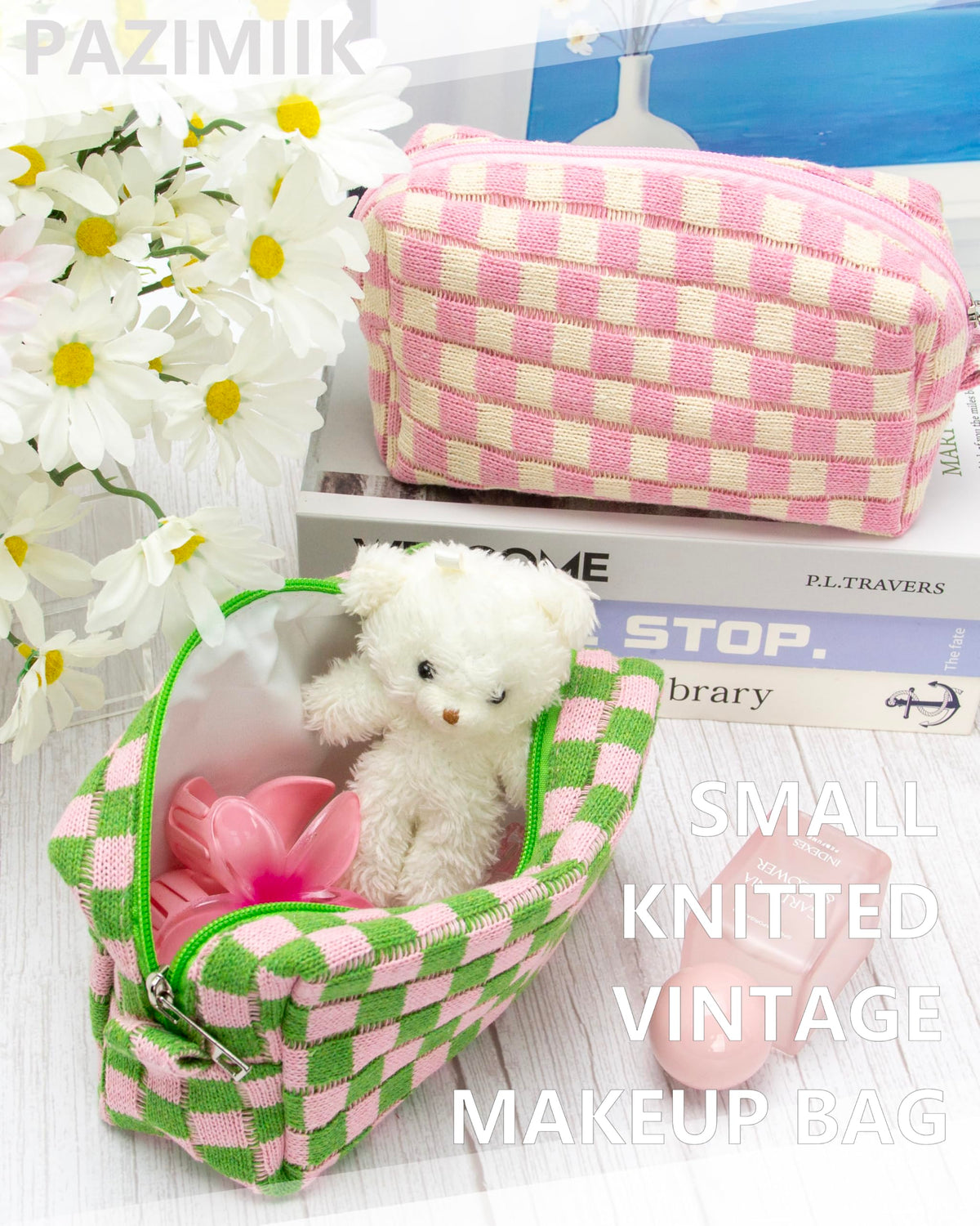 PAZIMIIK checkered makeup bag in various colours