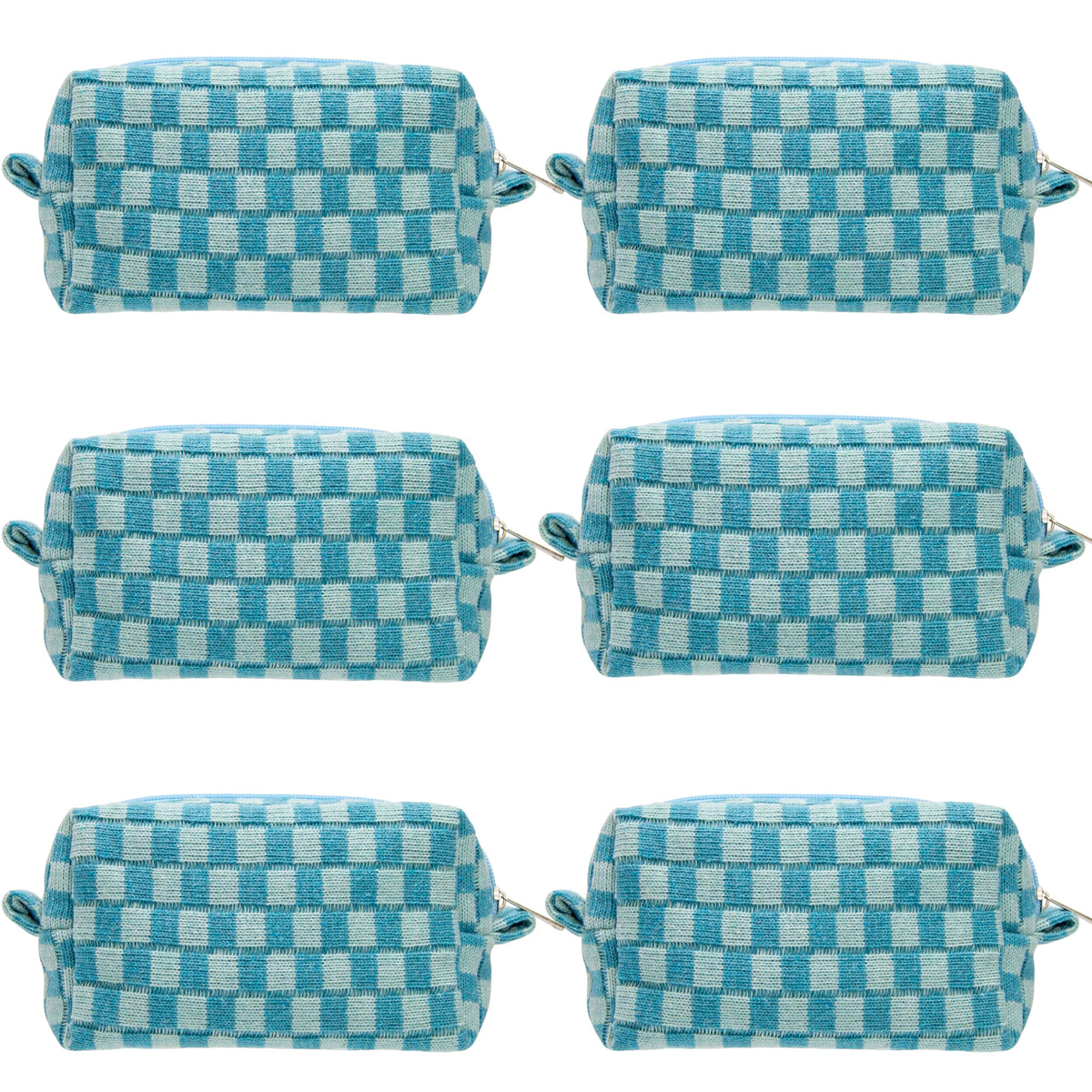 PAZIMIIK Checkered Makeup Bag lake blue front view