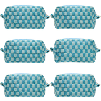 PAZIMIIK Checkered Makeup Bag lake blue front view