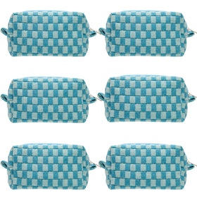 PAZIMIIK Checkered Makeup Bag lake blue packaging