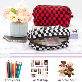 PAZIMIIK Checkered Makeup Bag lifestyle scene in a purse