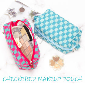 PAZIMIIK Checkered Makeup Bag lifestyle shot in a purse
