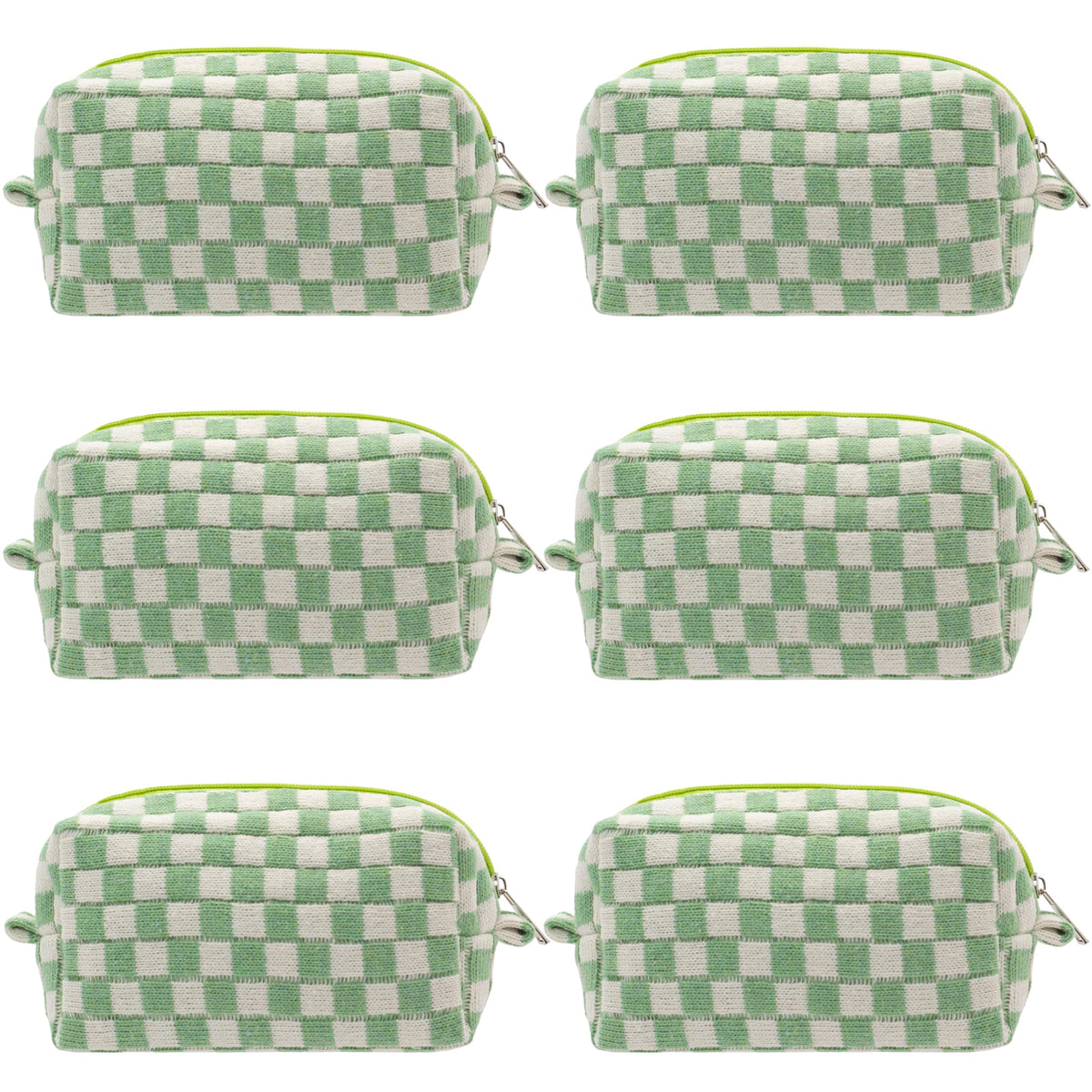 PAZIMIIK Checkered Makeup Bag light green front view