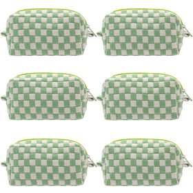 PAZIMIIK Checkered Makeup Bag light green front view
