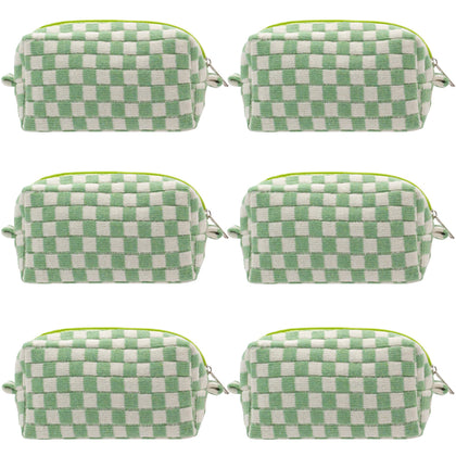 PAZIMIIK Checkered Makeup Bag light green front view