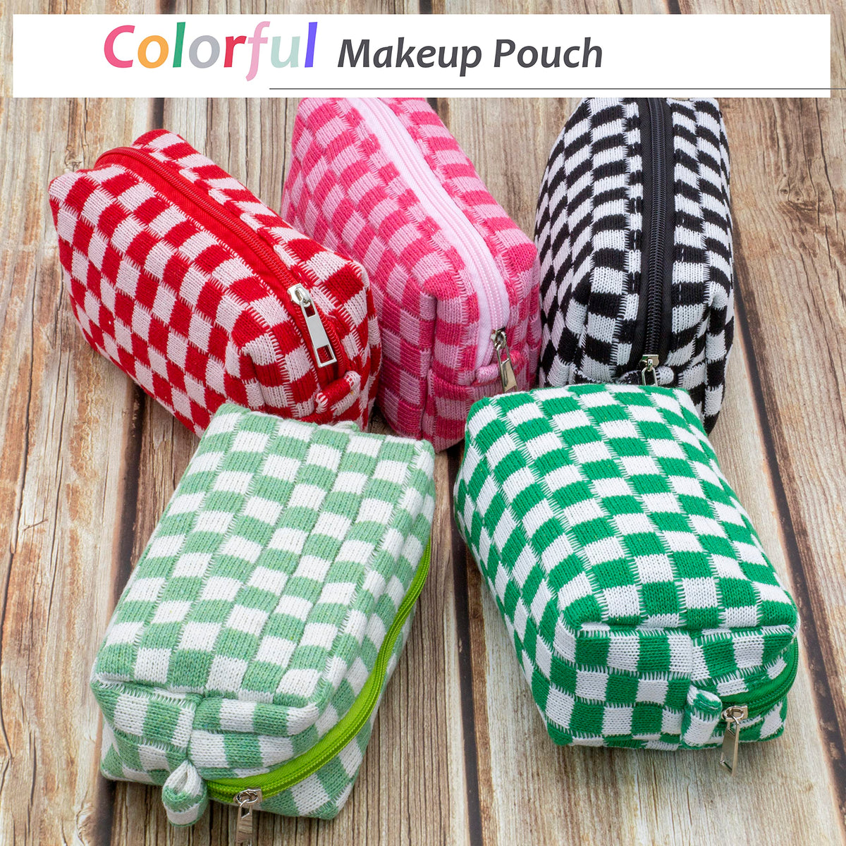 PAZIMIIK Checkered Makeup Bag light green packaging