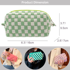 PAZIMIIK Checkered Makeup Bag light green side view