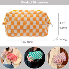 PAZIMIIK Checkered Makeup Bag open showing compartments