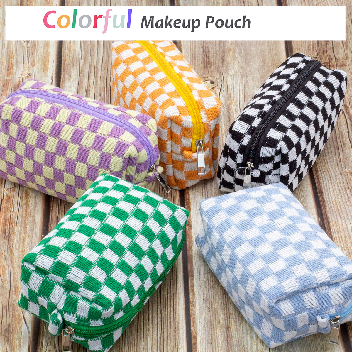 PAZIMIIK Checkered Makeup Bag packaging display
