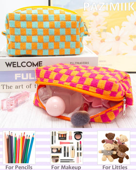 PAZIMIIK Checkered Makeup Bag side view
