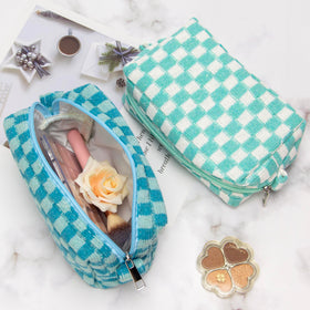 PAZIMIIK Checkered Makeup Bag side view