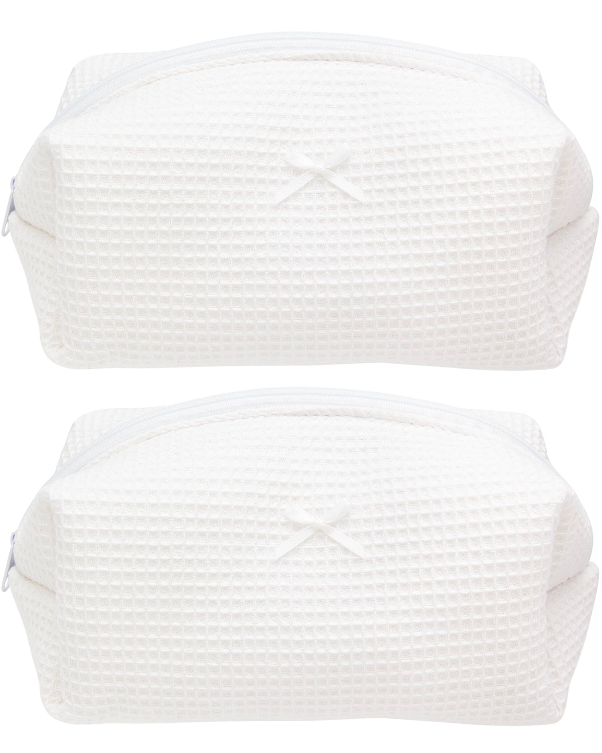PAZIMIIK Cozy Makeup Bag 2 Pack in Waffle White front view