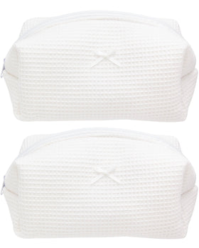 PAZIMIIK Cozy Makeup Bag 2 Pack in Waffle White front view