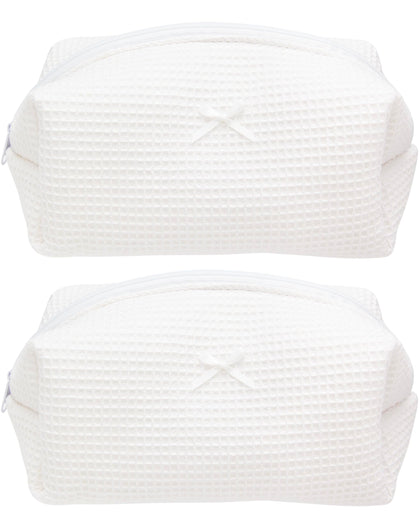 PAZIMIIK Cozy Makeup Bag 2 Pack in Waffle White front view