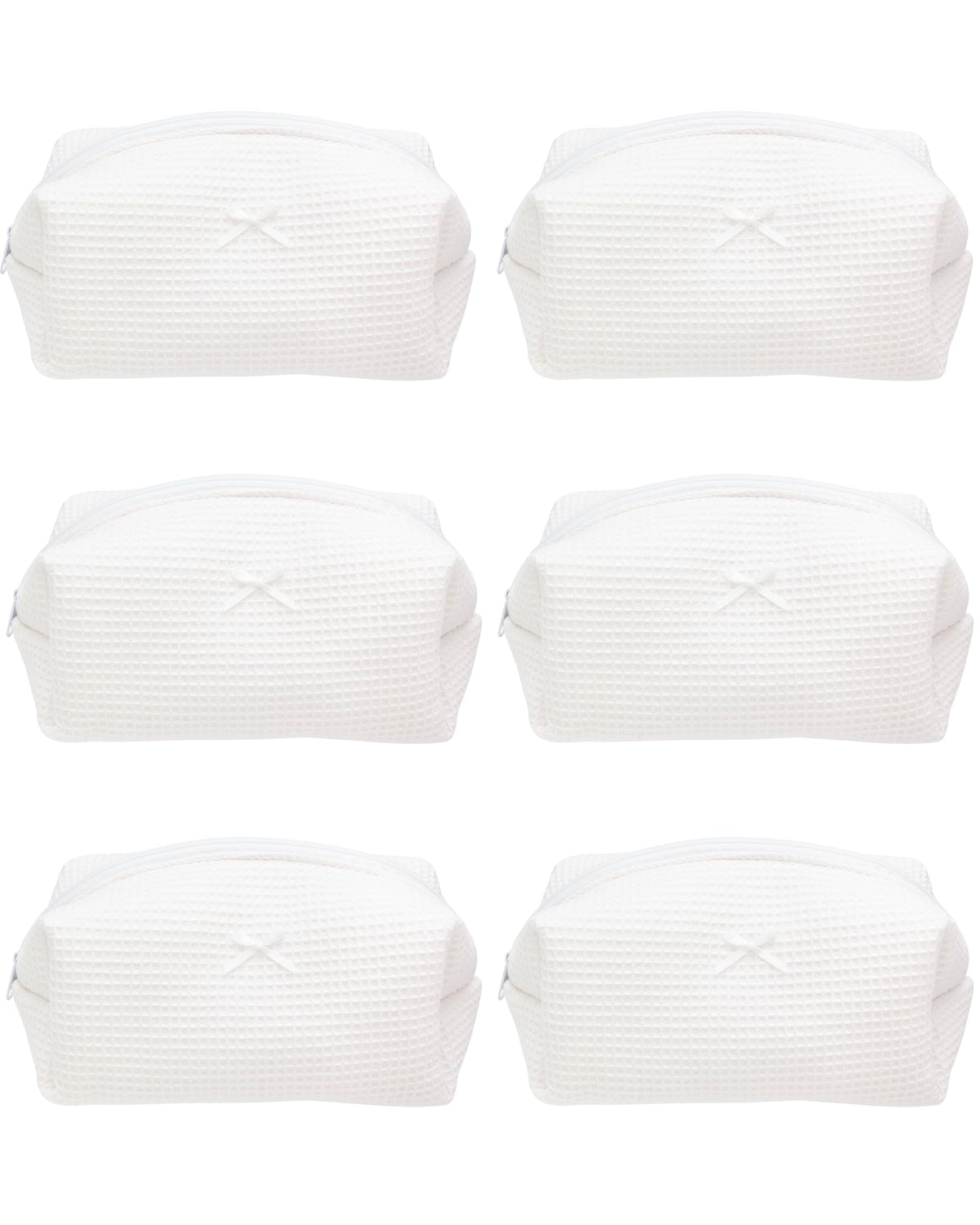 PAZIMIIK Cozy Makeup Bag 6 Pack front view in Waffle White