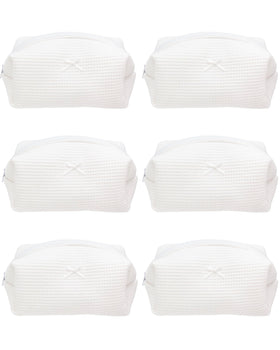 PAZIMIIK Cozy Makeup Bag 6 Pack front view in Waffle White