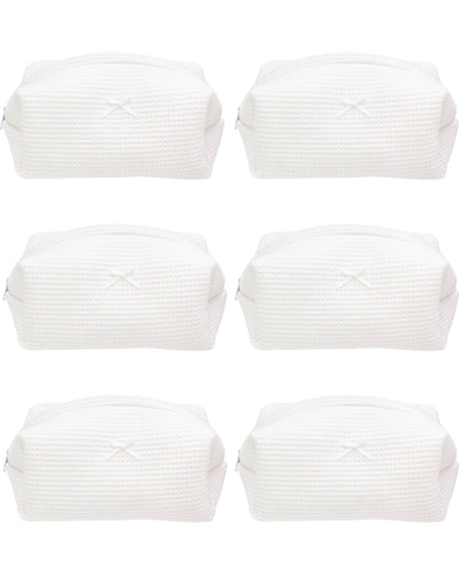 PAZIMIIK Cozy Makeup Bag 6 Pack front view in Waffle White