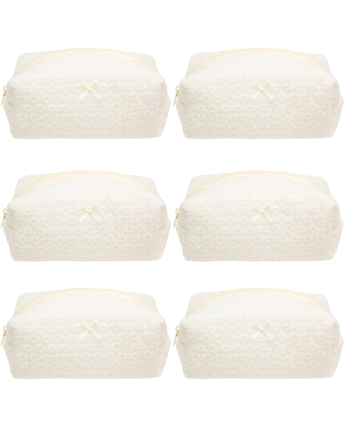 PAZIMIIK Cozy Makeup Bag 6 Pack with embroidery daisy design