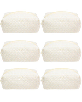 PAZIMIIK Cozy Makeup Bag 6 Pack with embroidery daisy design