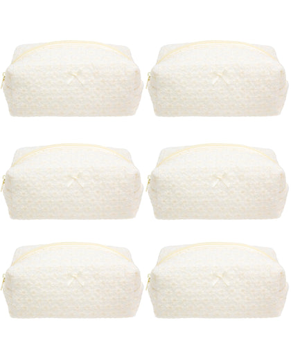 PAZIMIIK Cozy Makeup Bag 6 Pack with embroidery daisy design