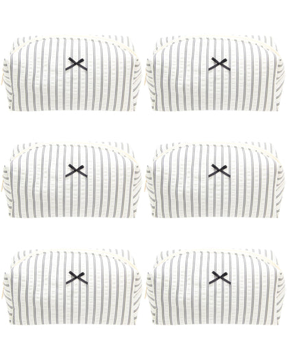 PAZIMIIK Cozy Makeup Bag black stripe front view